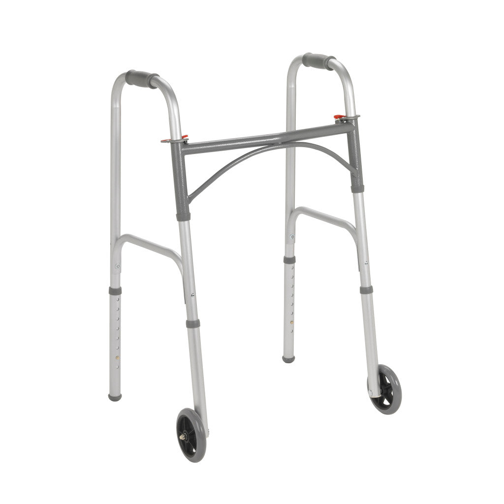 Folding Junior Walker, Two Button with 5" Wheels