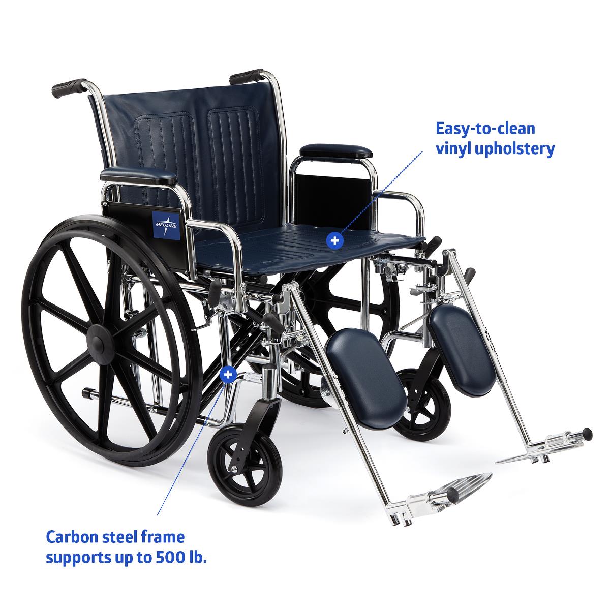 Excel Extra-Wide Wheelchair, 22" Seat, Removable Desk-Length Arms, Swing-Away Footrests (Standard)