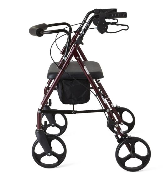 Medline Heavy-Duty Steel Bariatric Rollator with 8in Wheels 400lbs Burgundy 1Ct (MDS86800XWS)