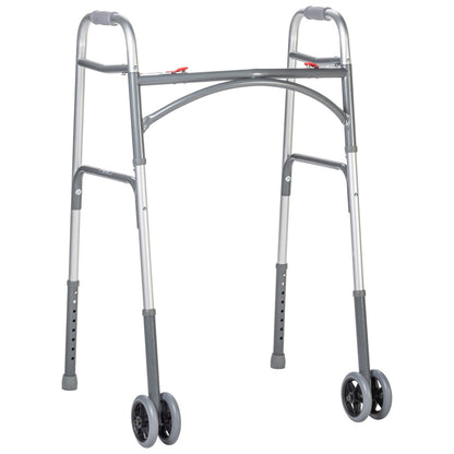 Bariatric Aluminum Two Button Folding Walker with Wheels