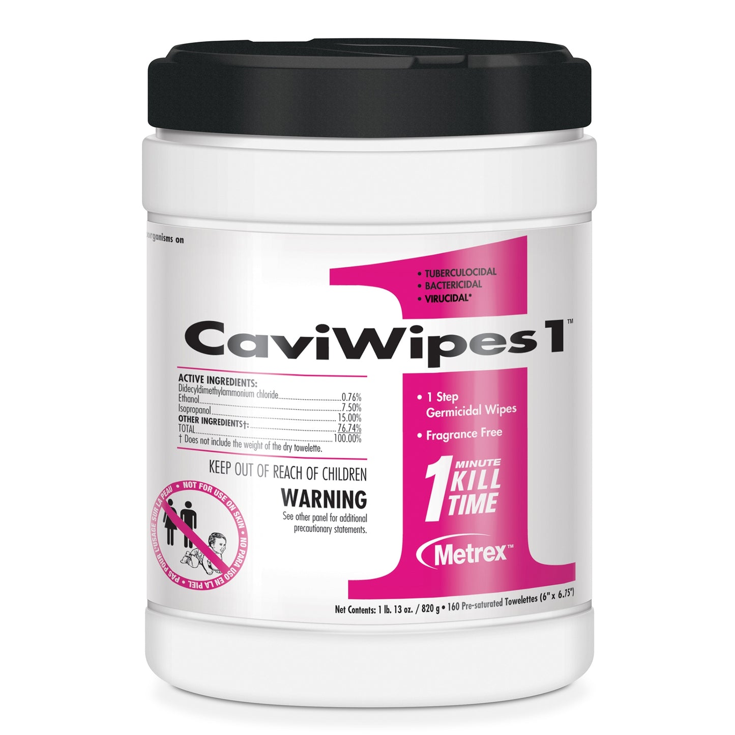 Surface Disinfectant CaviWipes1™ Premoistened Manual Pull Wipe 160 Count Canister Unscented NonSterile