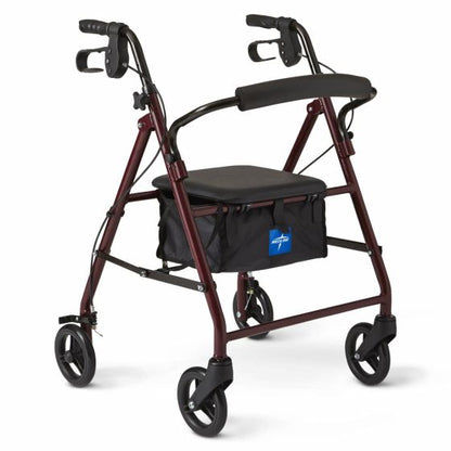 Medline Basic Rollator with 6in Wheels Junior 250lbs Burgundy 1Ct (MDS86850EJR)