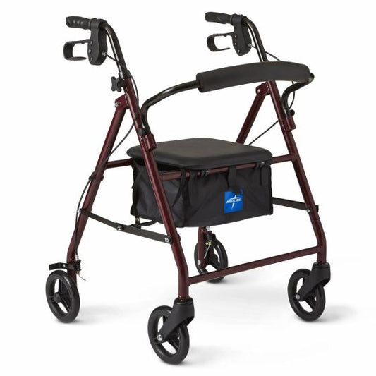 Medline Basic Rollator with 6in Wheels Junior 250lbs Burgundy 1Ct (MDS86850EJR)