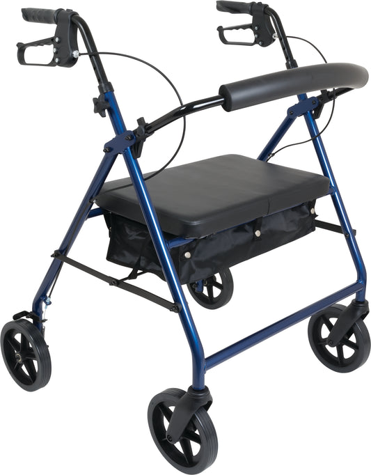 Bariatric Rollator with 8-inch Wheels, Blue Finish, 400 lb Weight Capacity - RLAB8BL