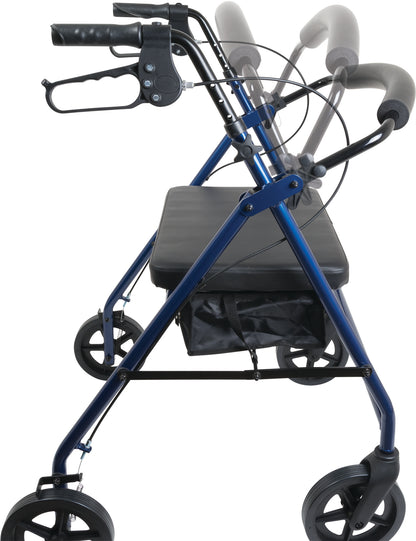 Bariatric Rollator with 8-inch Wheels, Blue Finish, 400 lb Weight Capacity - RLAB8BL