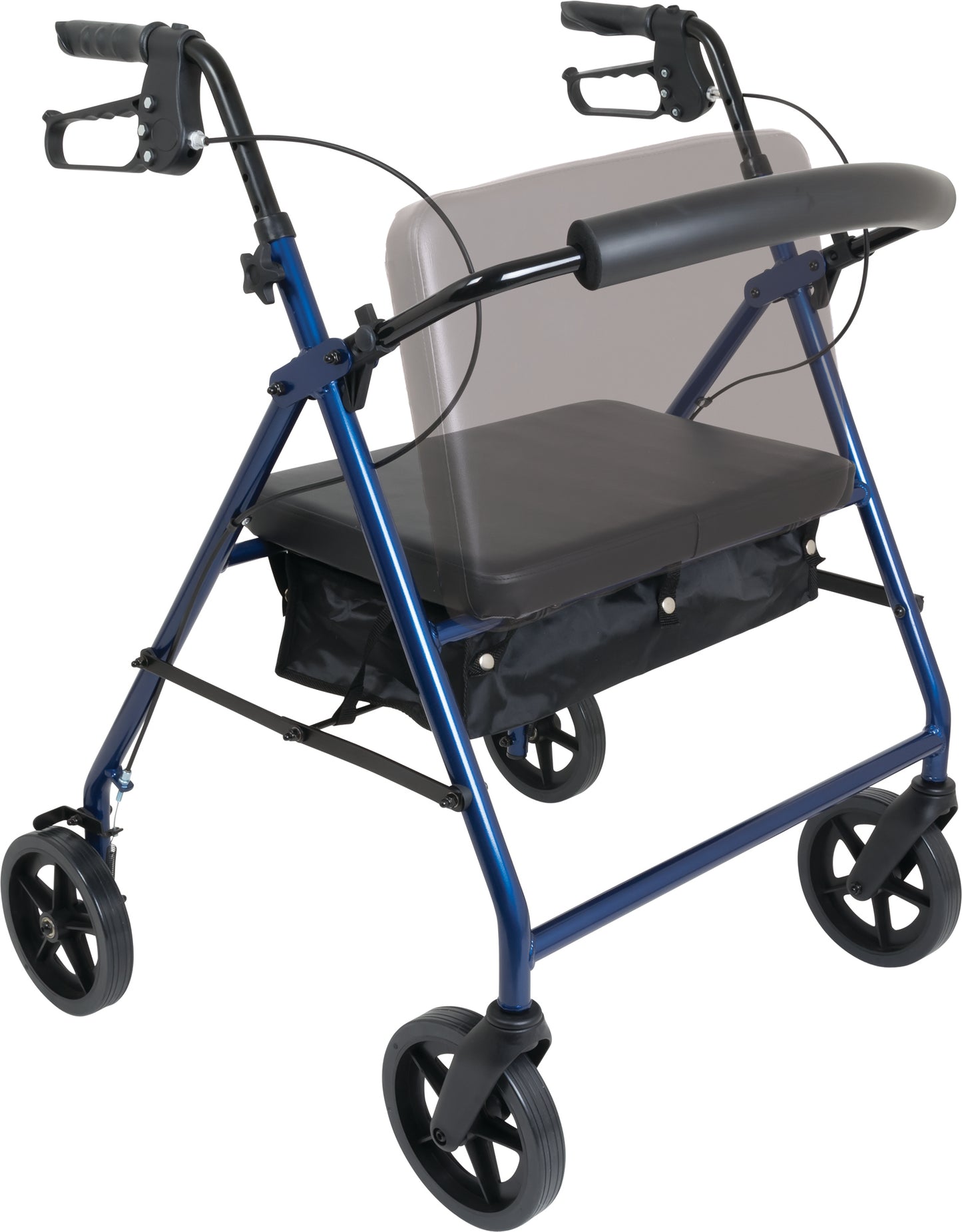 Bariatric Rollator with 8-inch Wheels, Blue Finish, 400 lb Weight Capacity - RLAB8BL
