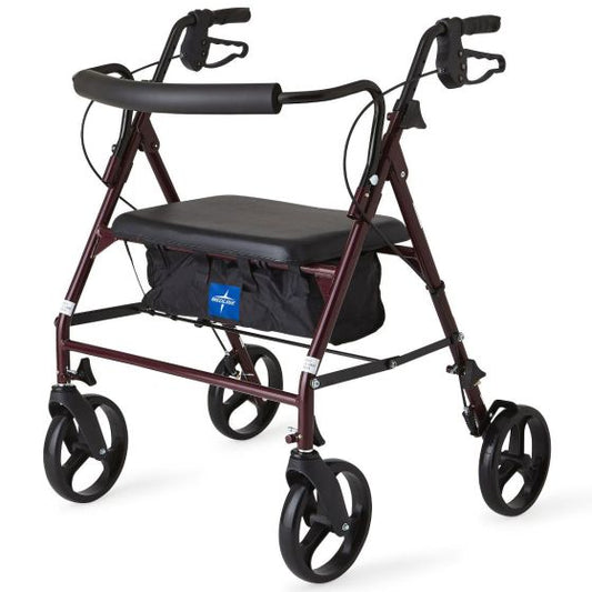 Medline Heavy-Duty Steel Bariatric Rollator with 8in Wheels 400lbs Burgundy 1Ct (MDS86800XWS)